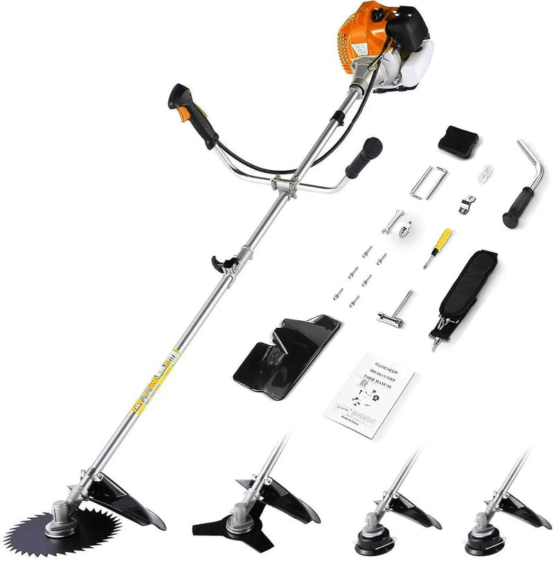 Homdox 58cc 2-Cycle Gas Weed Eater, 4 in 1 Gas Brush Cutter, String Trimmer and Weed Wacker Trimmer for Lawn and Garden Care Trimming, Orange. by GreenHaven Gardens