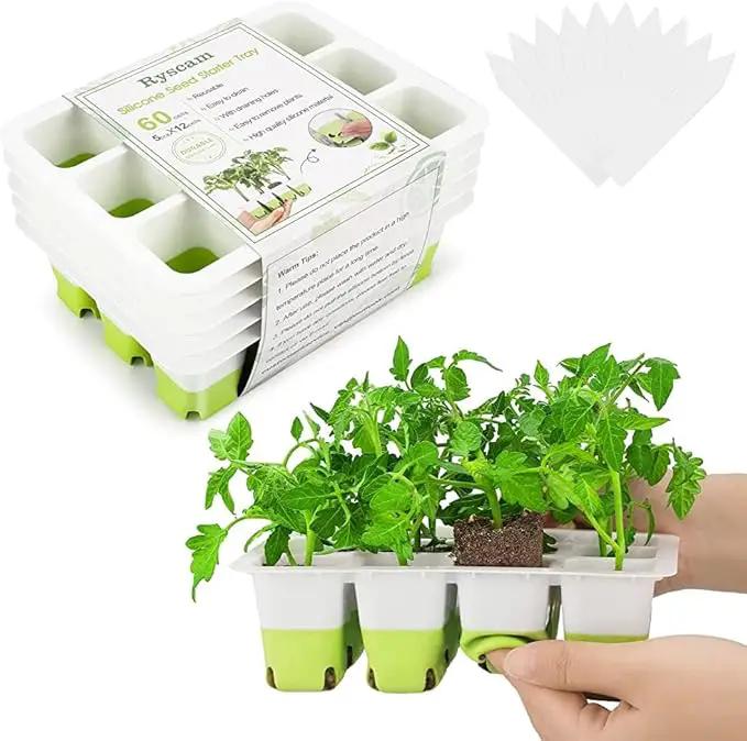 10pcs Reusable Seed Starter Tray, 120 Cells Seed Starter Kit, Silicone Seedling Starter Trays for Starting Plant Seeds with Flexible pop-Out Cells, Indoor Gardening Plant Germination Trays by GreenHaven Gardens