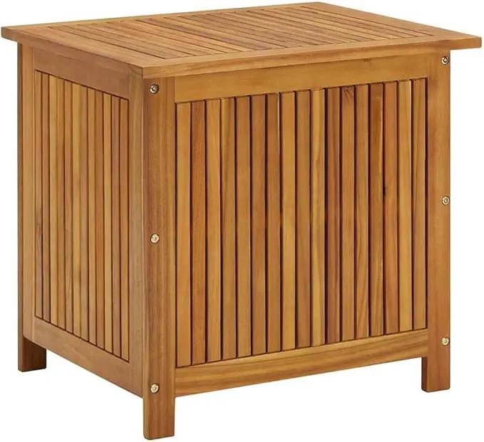 vidaXL Wooden Deck Box - Outdoor Teak Storage Chest, Ideal for Patio Furniture Cushions, Pool Accessories, Garden Tools - Water-Resistant Bag Inside - 23.6''x19.7''x22.8'', Solid Acacia Wood by GreenHaven Gardens