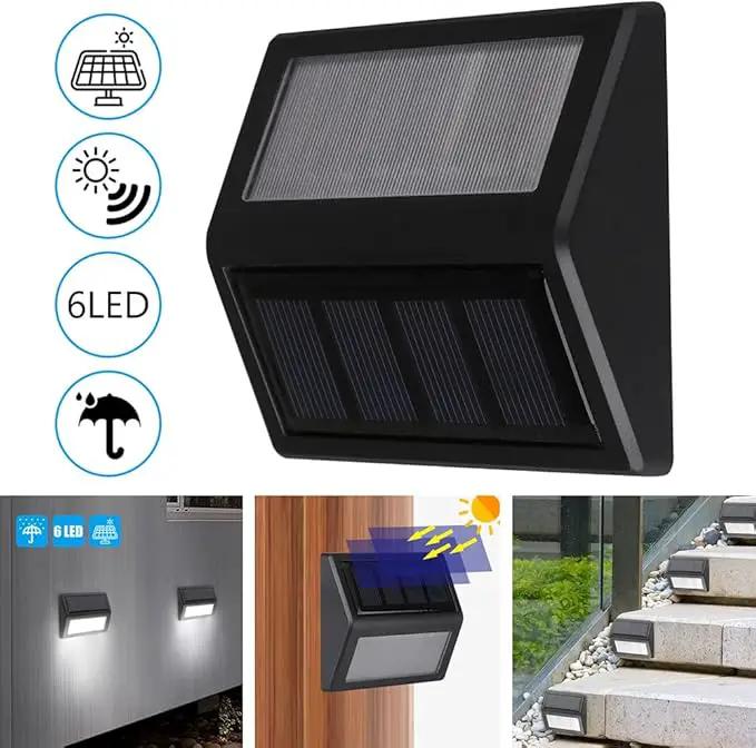 Solar Lights Outdoor, Waterproof Solar Powered Deck Step Lights for Patio Garden Backyard Garage Driveway Pathway Outside Wall Lighting (Cool White/4 Pack) by GreenHaven Gardens
