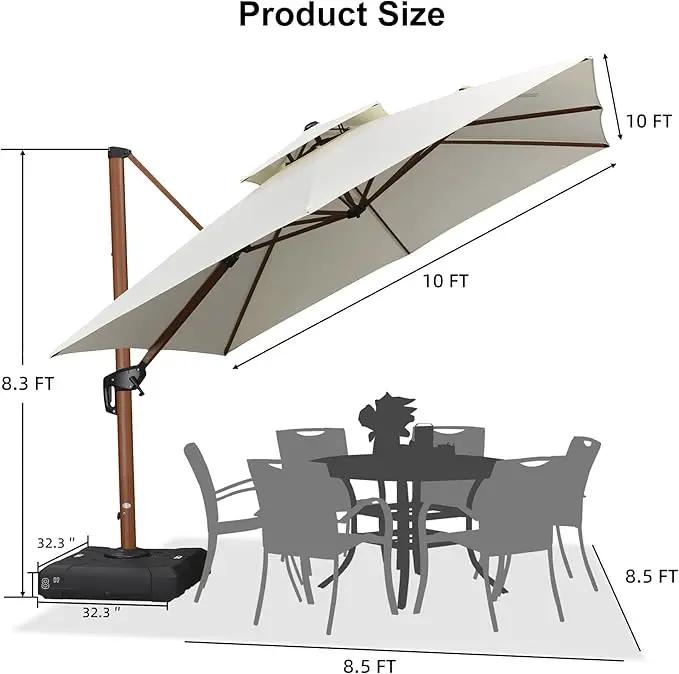 PURPLE LEAF 10ft Patio Umbrella with Base Outdoor Square Umbrellas Large Cantilever Umbrella Windproof Offset Heavy Duty Sun Umbrellas for Garden Deck Pool Patio, Cream by GreenHaven Gardens