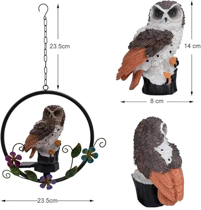 ASFSKY Gift for Owl Lovers Garden Solar Hanging Owl Statue Waterproof Outdoor Hanging Garden Decorations (Brown) by GreenHaven Gardens