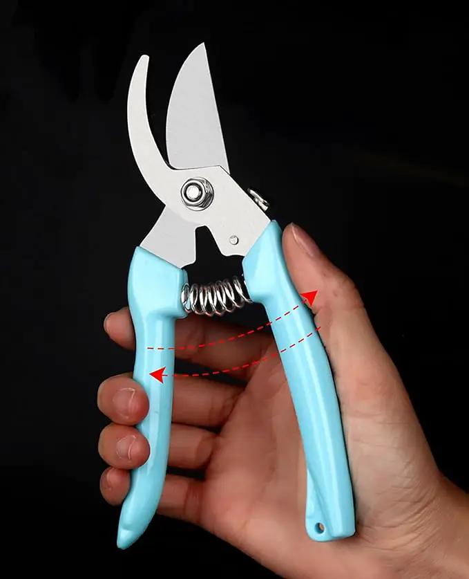 Blue Garden Flower Shears Pruning Shears 6.9 inches Scissors Heavy Duty Plant Scissors for Cutting Flowers, Trimming Plants, Bonsai, Fruits Picking (Blue Handle) by GreenHaven Gardens