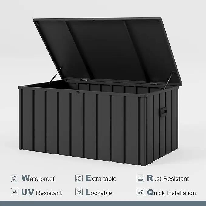 PURPLE LEAF Outdoor Deck Box 100 Gallon Waterproof Lockable Storage Box Container with Lid Deck Organization for Patio Cushions Side Table Pool Accessories Garden Tools, Gray by GreenHaven Gardens