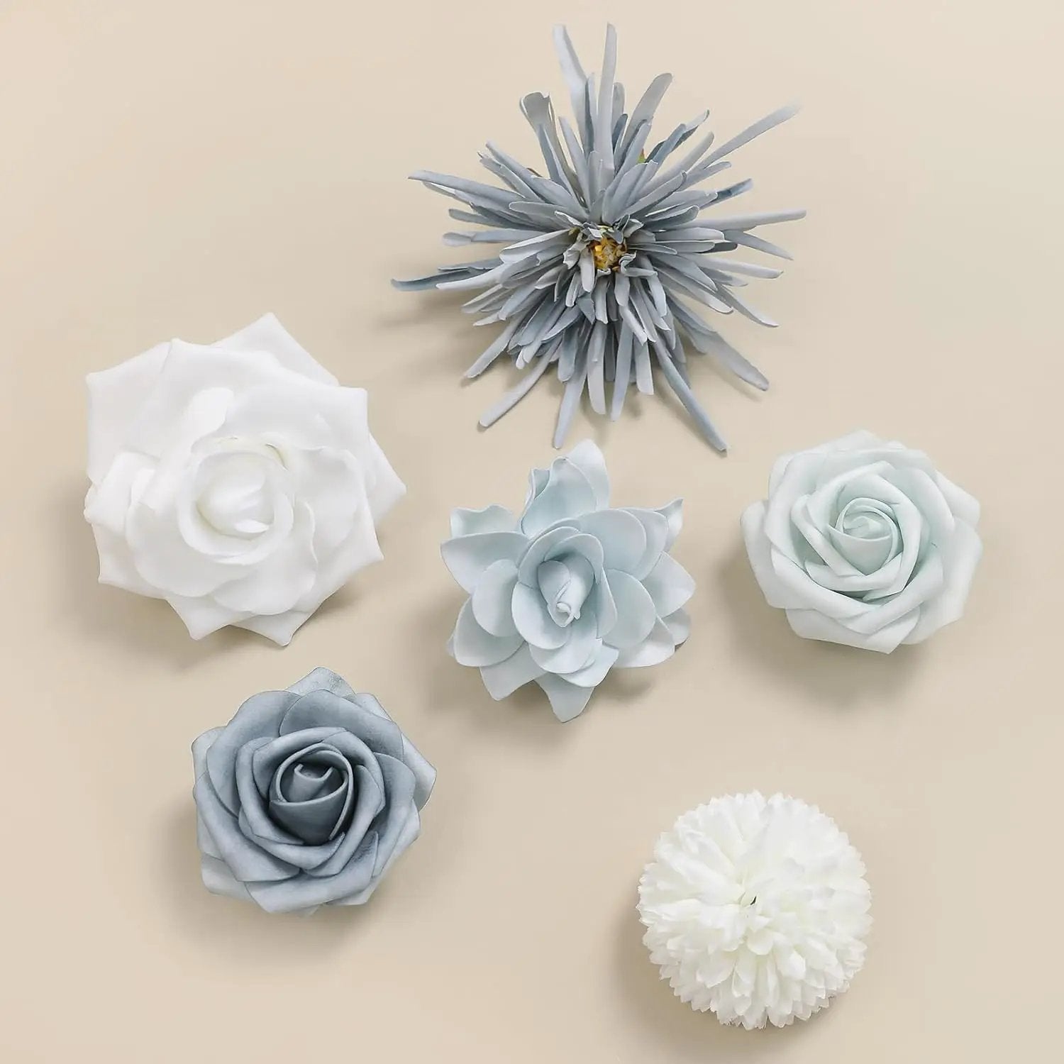 Blue White Artificial Flowers Silk Fake Roses Peonies Greenery Combo Box Set for DIY Wedding Bouquets Bridal Shower Centerpieces Floral Arrangements Party Tables Home Decoration by GreenHaven Gardens