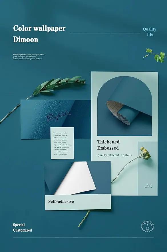 Dimoon 118''x17.7'' Blue Peel and Stick Wallpaper Contact Paper Modern Self Adhesive Wall Paper Removable Renter Friendly Textured Solid Color Shelf Cabinet Vinyl Roll (118''x17.7'',Dark Blue) by GreenHaven Gardens
