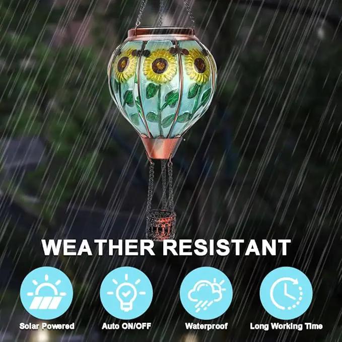 2PC Hot Air Balloon Solar Lantern with 2PC Shepherd Hook, Flickering Flame Hanging Solar Lanterns Outdoor Lights Waterproof Lanterns Decorative Garden Patio Yard Party Decor (Sunflower) by GreenHaven Gardens
