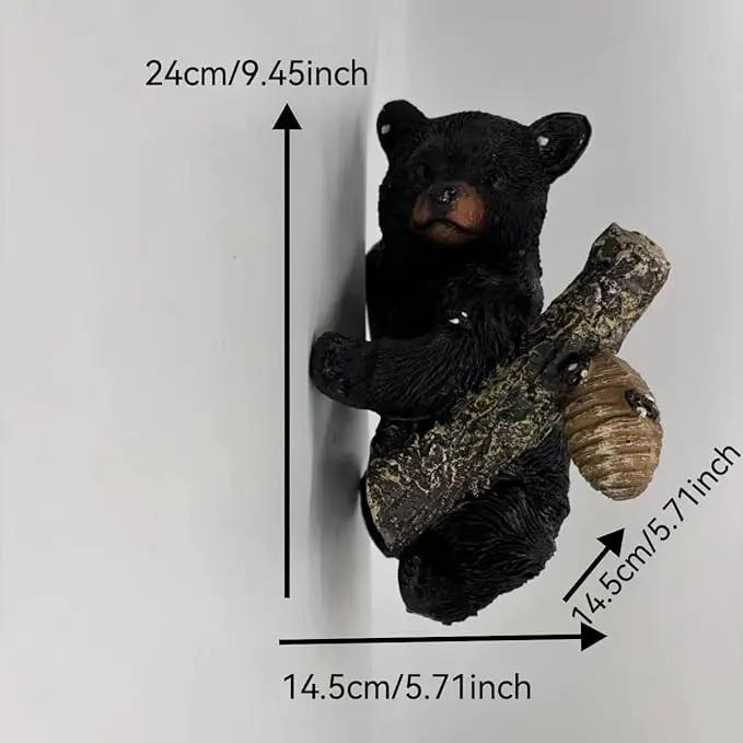 Black Bear Cub Tree Hugger Decor Outdoor Sculpture, Baby Bear Hanging Up a Tree Statue Garden Peeker, Adorable Cute Resin Tree Hugger Bear Face for Gifts and Garden Decor by GreenHaven Gardens