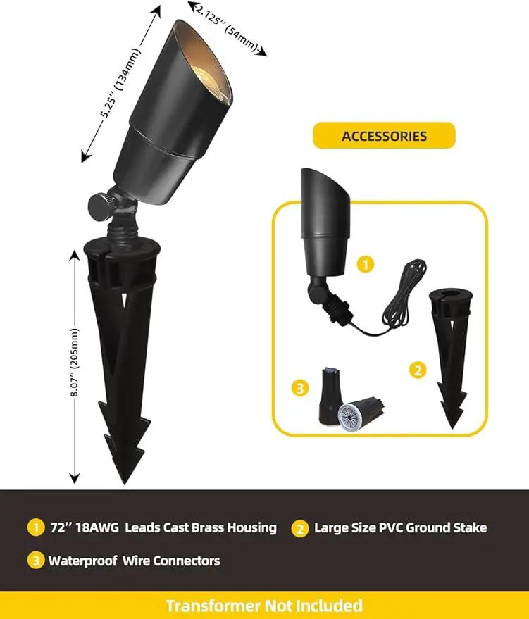 COLOER Brass Low Voltage Landscape Spotlight Fixture(Black) 12-Pack Without Bulb,12V AC/DC Outdoor Spot Lights for Yard, Directional Garden Patio Spot Up Light(101B-Black) by GreenHaven Gardens