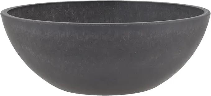PSW Pot M30DC Collection Shallow Garden Bowl Low Planter for Succulents, Bonsai, Fairy Gardens, Herbs, 12-inch, Dark Charcoal by GreenHaven Gardens