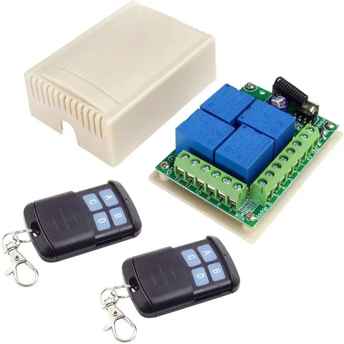 QIACHIP Universal 12V 4CH Wireless Relay Remote Module Switch RF 433Mhz with Remote Control Key Fob 2 Transmitters 1 Receiver for Light Garage Door Electric Gate,Momentary Toggle Latched(KR1204) by GreenHaven Gardens