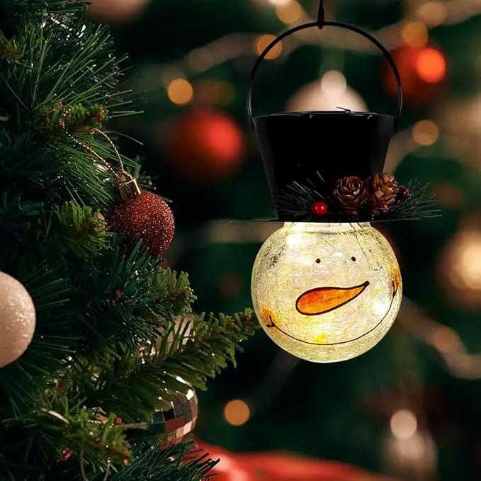 Starsoul Snowman Solar Lanterns, Christmas Outdoor Hanging Lantern Waterproof Decorative Snowman Lamps Decor for Garden, Patio, Yard, Porch, Xmas Holiday Party Decor (Pinecone) by GreenHaven Gardens