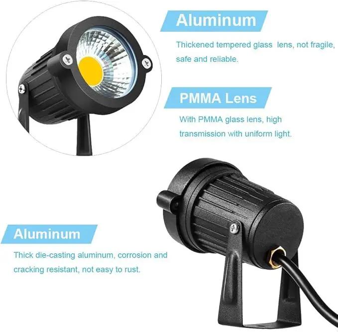 2 Pack Outdoor Landscape Lighting 5W COB LED Spotlights for Garden Lawn Wall Yard Path with Spiked Stand and Plug Adapter (Warm White) by GreenHaven Gardens