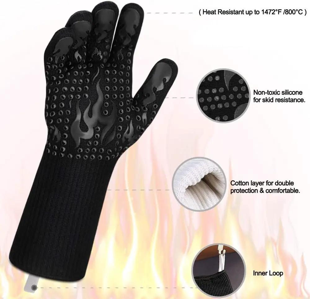 Comsmart BBQ Gloves, 1472 Degree F Heat Resistant Grilling Gloves Silicone Non-Slip Oven Gloves Long Kitchen Gloves for Barbecue, Cooking, Baking, Cutting by GreenHaven Gardens