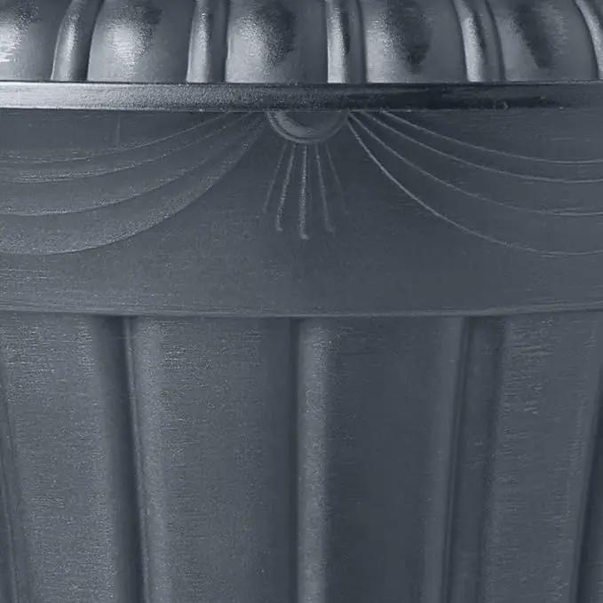 PL00GY Classic Traditional Plastic Urn Planter Indoor/Outdoor, 16" x 18", Gray by GreenHaven Gardens