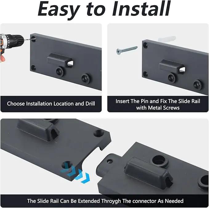 WellMade 64'' Adjustable Garden Tool Organizer, Garage Storage System with Hooks, Wall Mount Tool Organization Rack, Black by GreenHaven Gardens