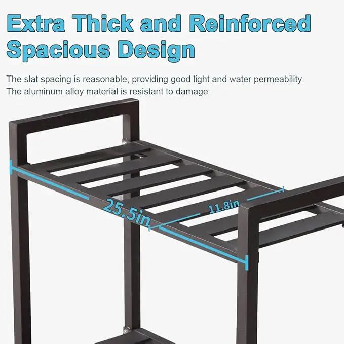 Versatile Indoor/Outdoor Plant Stand – High-Strength Aluminum with 300 LBS Load Capacity - Ideal Decor for Patios, Gardens, Living Rooms | L25.5 x W11.8 x H22 inches by GreenHaven Gardens