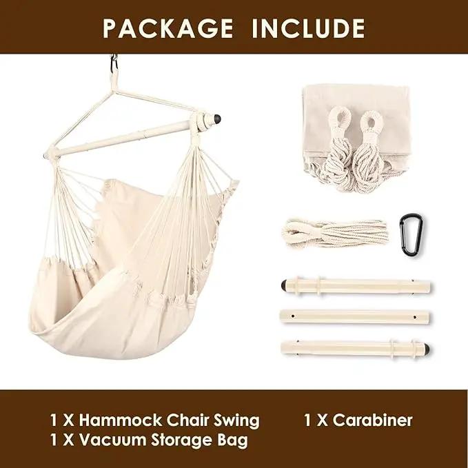 Highwild Hanging Rope Hammock Chair Swing Seat for Any Indoor or Outdoor Spaces - 500 lbs Weight Capacity (Beige) by GreenHaven Gardens