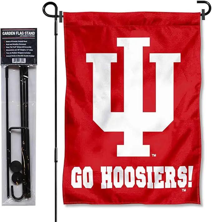College Flags & Banners Co. Indiana Hoosiers Go Hoosiers Garden Flag with Pole Stand Holder by GreenHaven Gardens