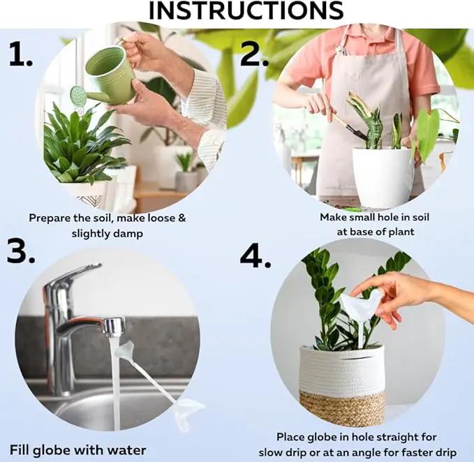 Evelots Plant Self Watering Glass Globes, Bird Shaped Bulbs (4 Pack) Automatic Water Irrigation System for Plants with Funnel, Indoor & Outdoor Use -Extra Long 9.5 Inches by GreenHaven Gardens