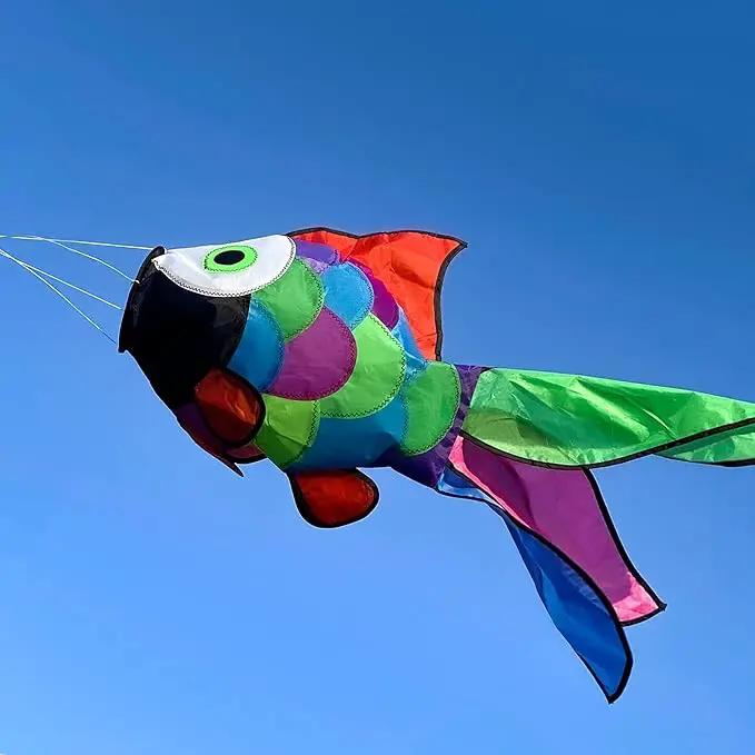 emma kites Cute Rainbow Fish Windsock Spinner Spiral 32-inch by GreenHaven Gardens
