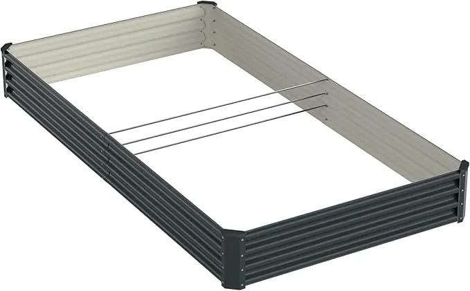 8x4x1ft Raised Garden Bed-Outdoor Galvanized Planter Box for Vegetables, Fruits,Herbs, Flowers, Metal Raised Garden Bed kit-Dark Grey by GreenHaven Gardens