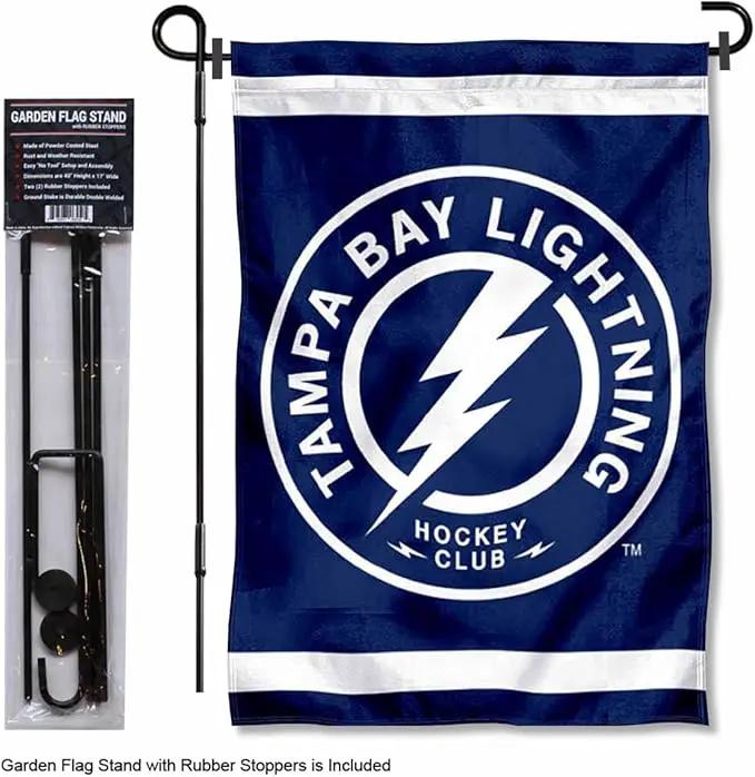 WinCraft Tampa Bay Lightning Circle Logo Garden Flag and Pole Stand Holder by GreenHaven Gardens