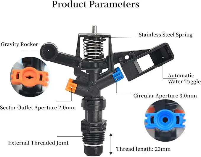 Rocking Arm Sprinklers,10PCS Plastics G 1/2 Male Thread 360° Rotating Sprinklers Watering Sprinkler for Yard Lawn and Grass Irrigation 4.7x4.5in by GreenHaven Gardens