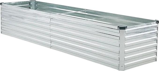 8x2x1.5ft Galvanized Raised Garden Bed,Outdoor Planter Box Metal Patio Kit Planting Bed for Vegetables Flowers Herb,Silver by GreenHaven Gardens