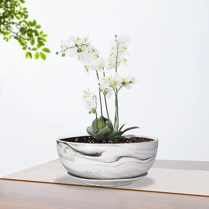 G EPGardening 10Inch Large Planter Pot Marble Pattern Ceramic Succulent Planter Big Plant Pot Succulents Container Flower Pot Indoor Outdoor Decor by GreenHaven Gardens