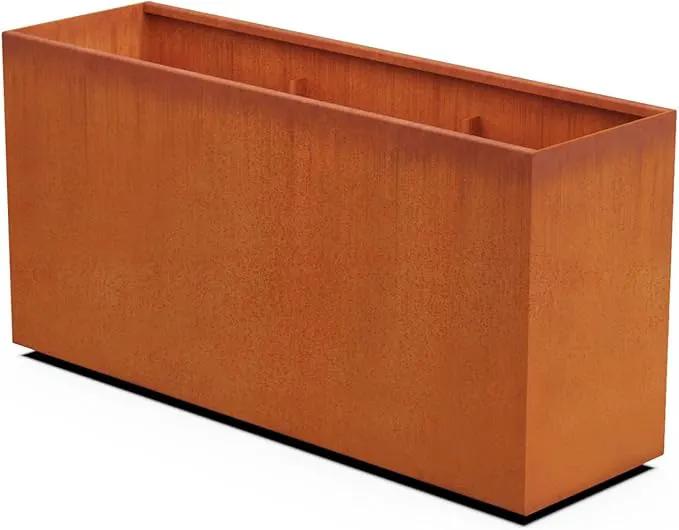 Corten Steel Planter Rectangle Outdoor Metal Garden Box Heavy Duty | Made in USA | Fully Assembled by GreenHaven Gardens