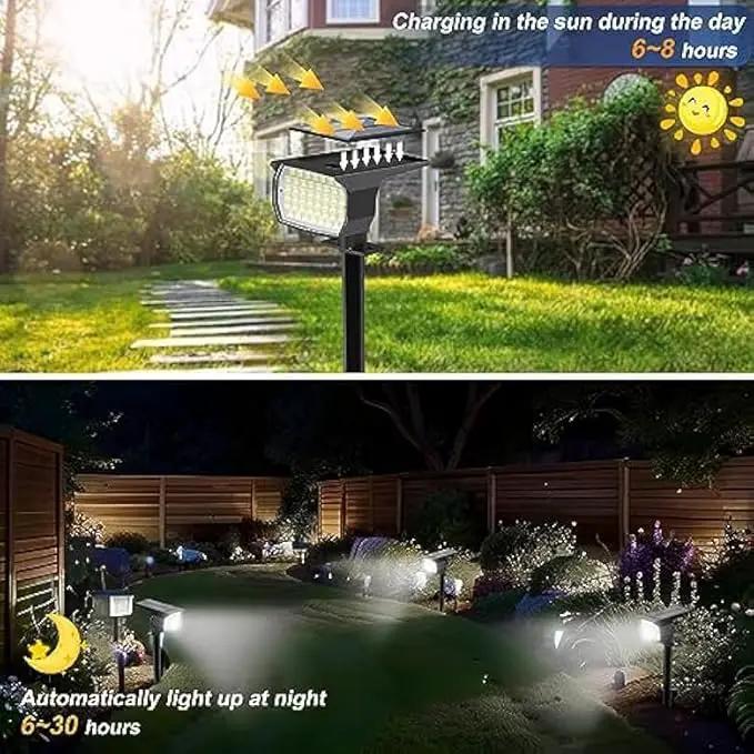 Solar Spot Lights Outdoor Waterproof IP65, 6 Pack Landscape Spotlights with 46 LEDs, 3 Modes Auto On/Off Solar Powered Flood Lights for Outside Pathway, Yard, Garden, Walkway (Cool White) by GreenHaven Gardens
