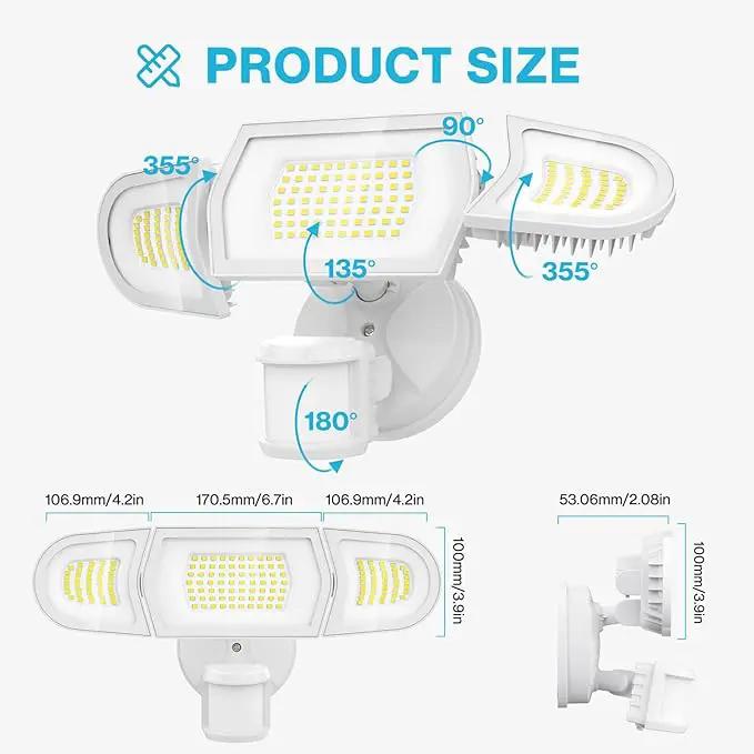 Olafus 100W LED Security Light Motion Sensor Outdoor Light, 2 Pack Motion Flood Light Dusk to Dawn, 9000LM Super Bright 6500K Exterior Motion Detector Floodlight for Garage Yard Porch Eave IP65, White by GreenHaven Gardens