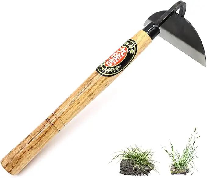 Kana Hoe 217 Japanese Garden Tool - Hand Hoe/Sickle is Perfect for Weeding and Cultivating. The Blade Edge is Very Sharp. (Beige-007) by GreenHaven Gardens