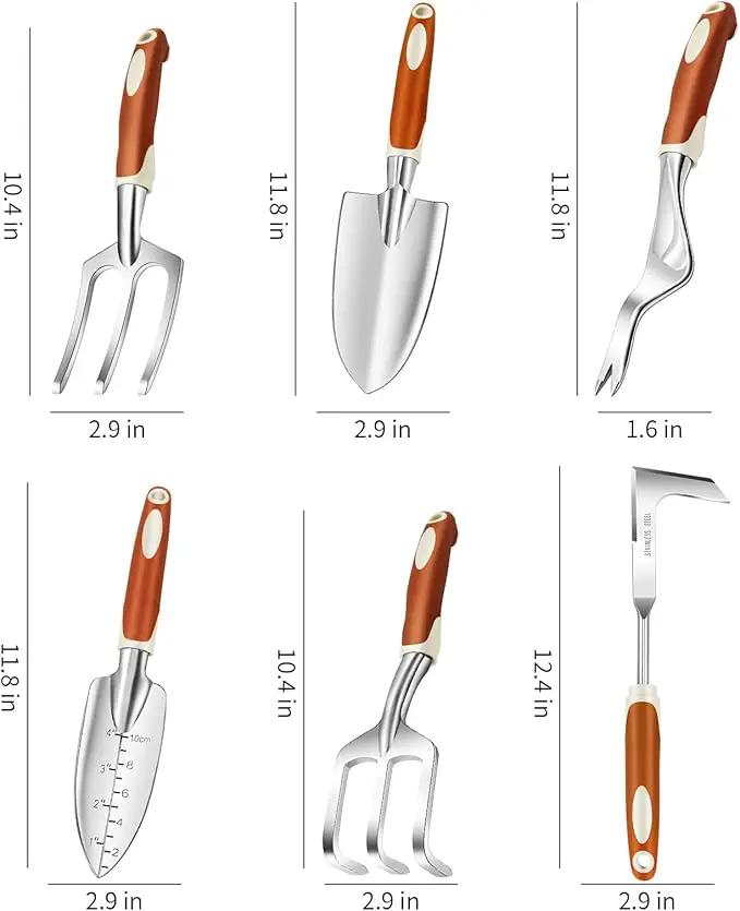 Garden Tool Set, 6 Pack Heavy Duty Gardending Hand Tools Kit with Non-Slip Rubber Grip, Ideal Gardening Gifts for Women by GreenHaven Gardens