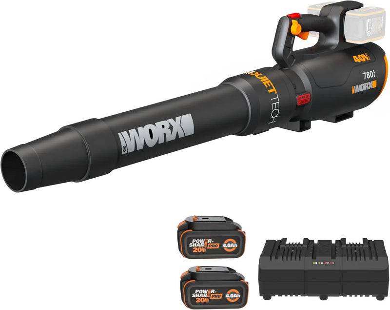 WORX Cordless Leaf Blower, 40V Electric Blower with 780CFM & 190MPH, Brushless Lawn Blower with Gas-Like Power & 57dB, 2 Batteries & Charger Included, WG582 by GreenHaven Gardens
