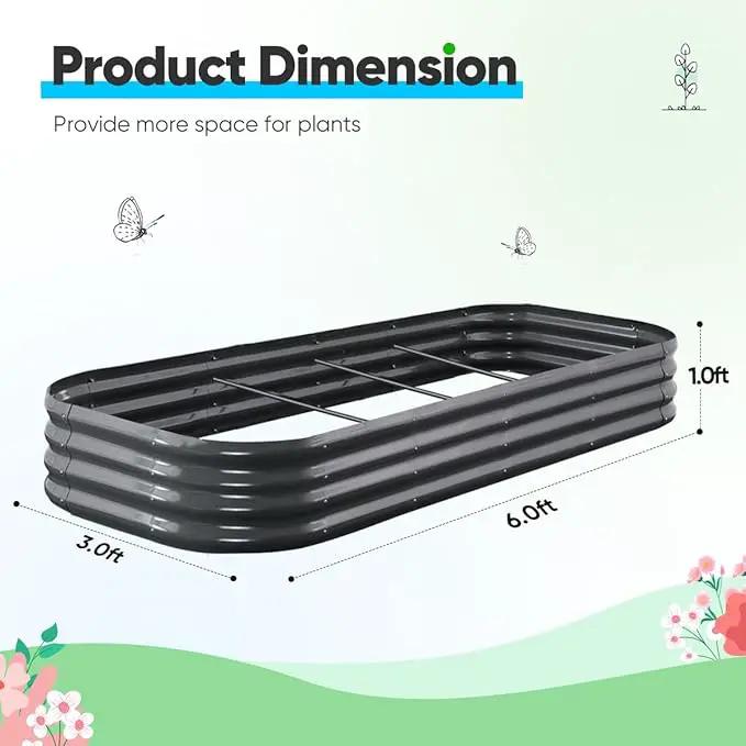 Quictent Galvanized Raised Garden Bed Kit, 6x3x1 ft Oval Metal Planter Box for Vegetables, Dark Grey by GreenHaven Gardens