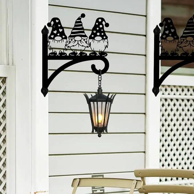 peacoblue Iron Plant Hangers Hooks for Outdoor Indoor Hanging Plants Flower Fern Pots, Lantern, Bird Feeder, 12”x14”Gnome Weather Resistant Metal Wall Brackets Holder for Porch, Garden, House(Gnome) by GreenHaven Gardens