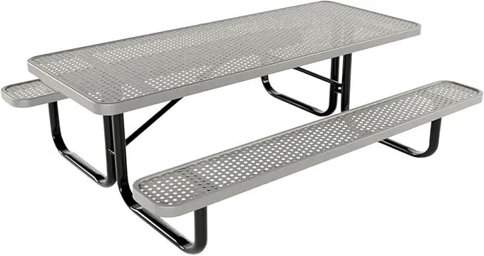 Coated Outdoor Furniture Heavy-Duty Portable Outdoor Kids Table, Punched Steel Kids Picnic Table, Commercial-Grade Picnic Table, Made in America (6ft Rectangular, Childrens, Textured Grey) by GreenHaven Gardens