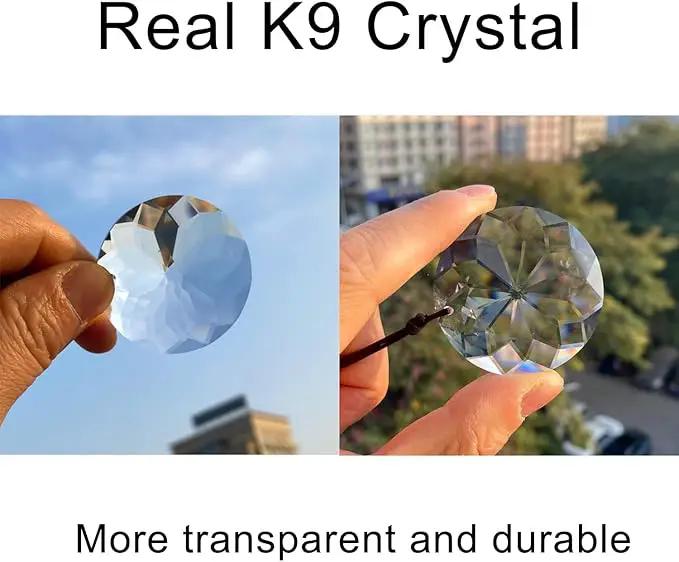 2PCS 5" Circle Crystal Sun Catcher Prisms, STINO Hanging Suncatchers with Glass Prism, Rainbow Maker for Windows, Balcony, Kitchen, Garden Decoration (1, Circle Clear 2Pcs) by GreenHaven Gardens