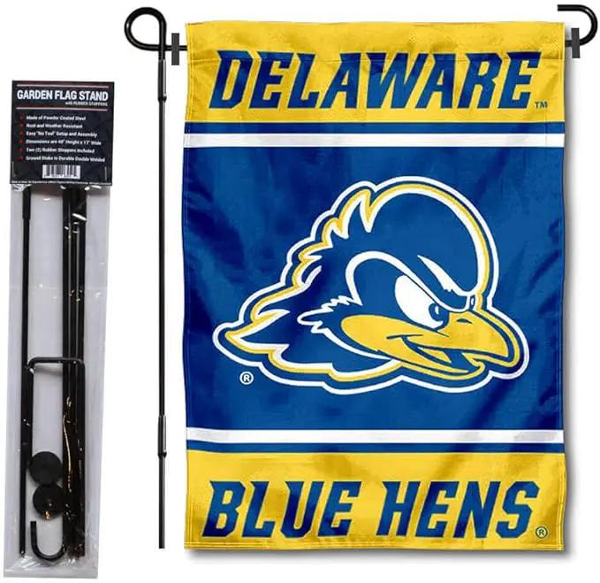 College Flags & Banners Co. Delaware Blue Hens Garden Flag with Stand Holder by GreenHaven Gardens