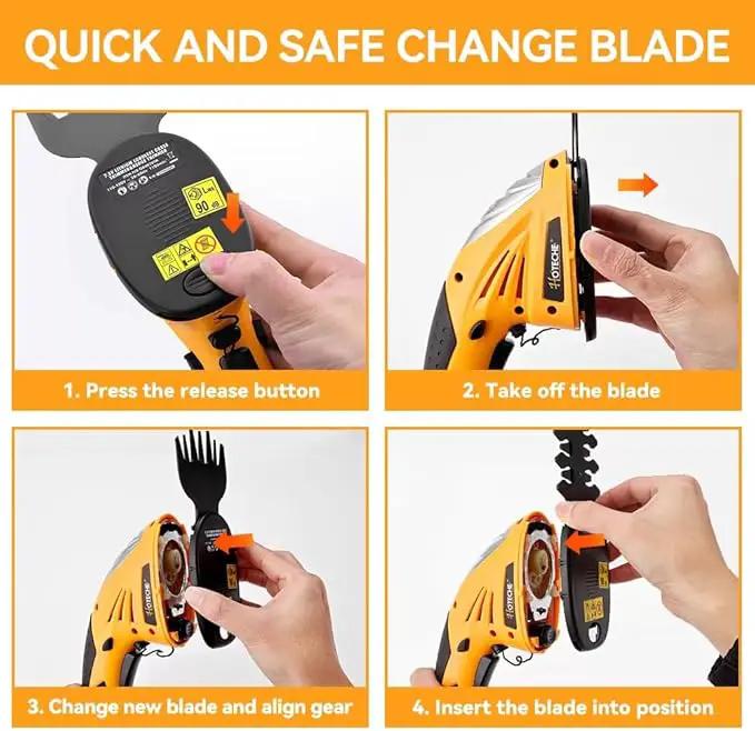 Hoteche Cordless Grass Shear & Hedge Trimmer 2-in-1 Handheld 7.2V Rechargeable Electric Shrub Clippers by GreenHaven Gardens