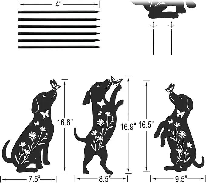 Metal Dog Statues for Garden,3 Pack Silhouette Beagle Garden Decor for Outside,Outdoor Dog Decor by GreenHaven Gardens