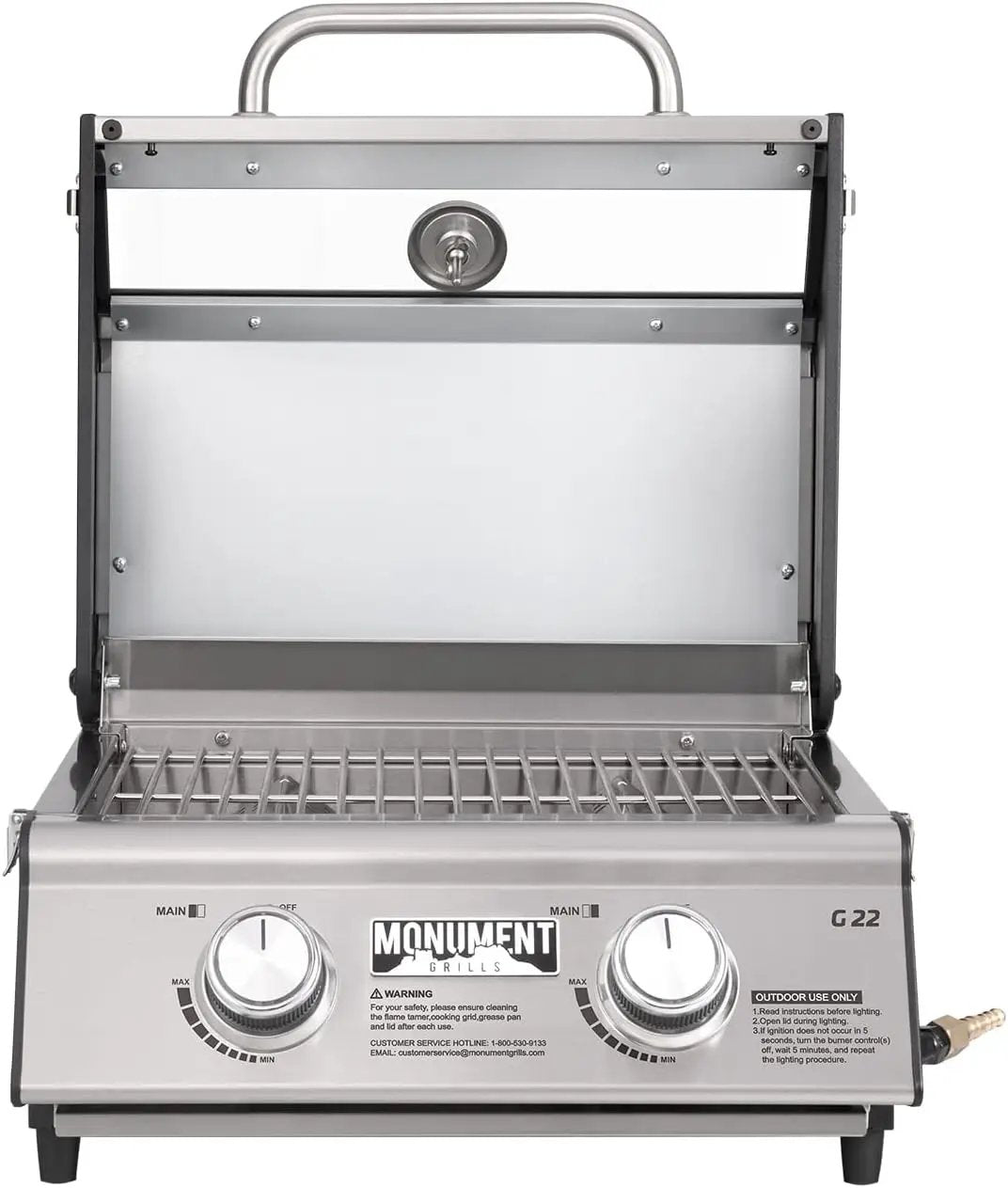 Monument Grills Clearview® 2-Burner Tabletop Propane Gas Grill with 1 Pound Tank Adapter(2 items) by GreenHaven Gardens