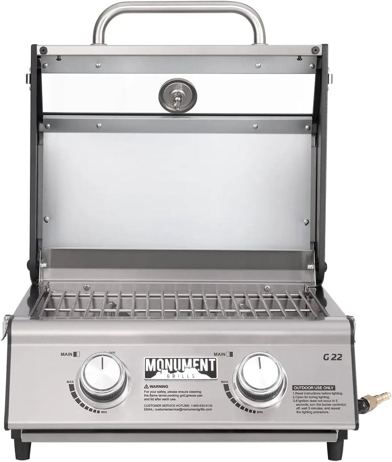 Monument Grills Clearview® 2-Burner Tabletop Propane Gas Grill for Outdoor Portable Camping Cooking with BBQ Cover(2 items) by GreenHaven Gardens
