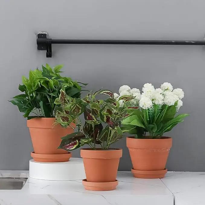 Yishang 8 Inch Clay Pot for Plant with Saucer - 3 Pack Large Terra Cotta Plant Pot with Drainage Hole, Clay Planters Pot, Terracotta Pot for Indoor Outdoor Plant,Round Flower Planter Pots for Plants by GreenHaven Gardens