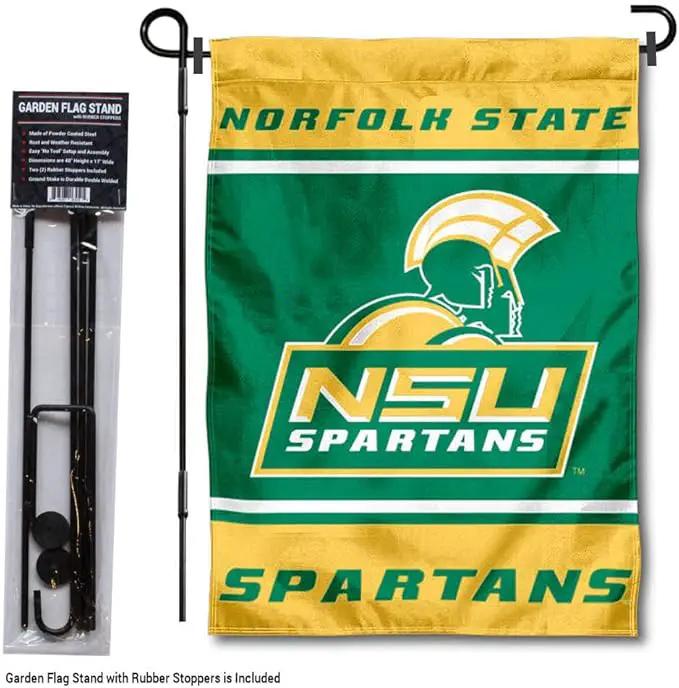 College Flags & Banners Co. Norfolk State Spartans Garden Flag with Stand Holder by GreenHaven Gardens