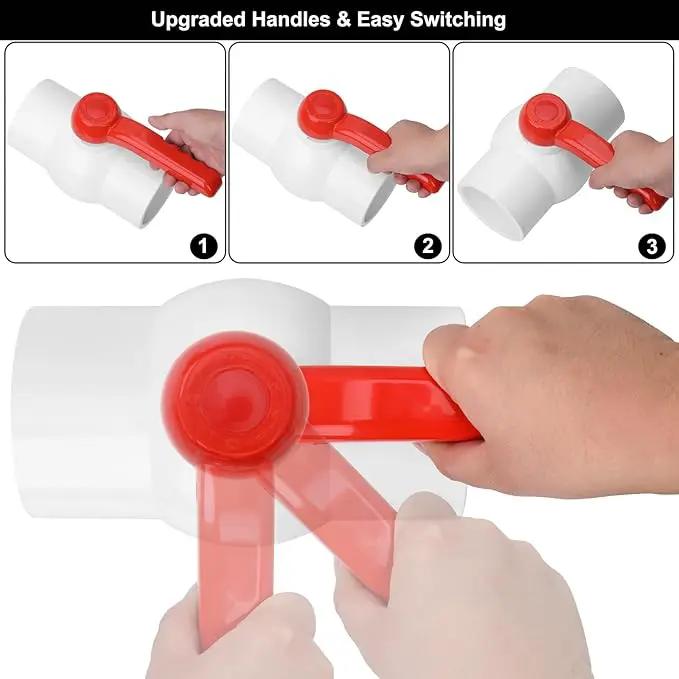 3Inch PVC Ball Valve Water Pipe Shut-off Valve Socket with Red T-Handle for Cold Water Supply lines, Irrigation Pipe fitting System(Socket x Socket), 3" PVC Water Shut-off Valves Fitting, SCH40 by GreenHaven Gardens