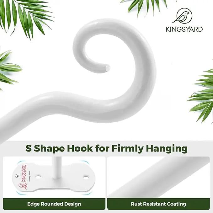 Kingsyard 4 Pack Wall Plant Hanger - Heavy Duty Metal Hanging Bracket Hooks for Hanging Plant Bird Feeders Lanterns Wind Chimes Indoor/Outdoor. White by GreenHaven Gardens