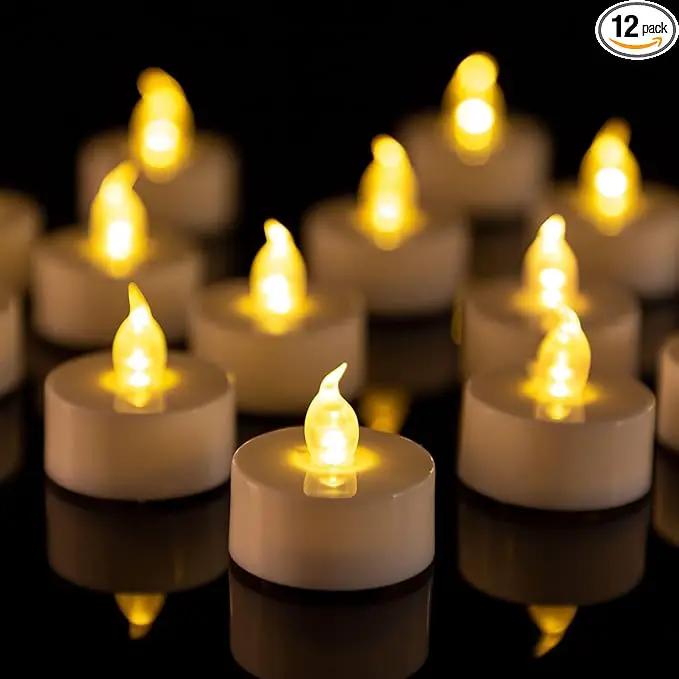 LED Tea Lights Flameless Candles: 12Pack Battery Operated Candle Realistic and Bright Flickering Holiday Gift Long Lasting 200Hours for Seasonal & Festival Celebration WarmYellow by GreenHaven Gardens